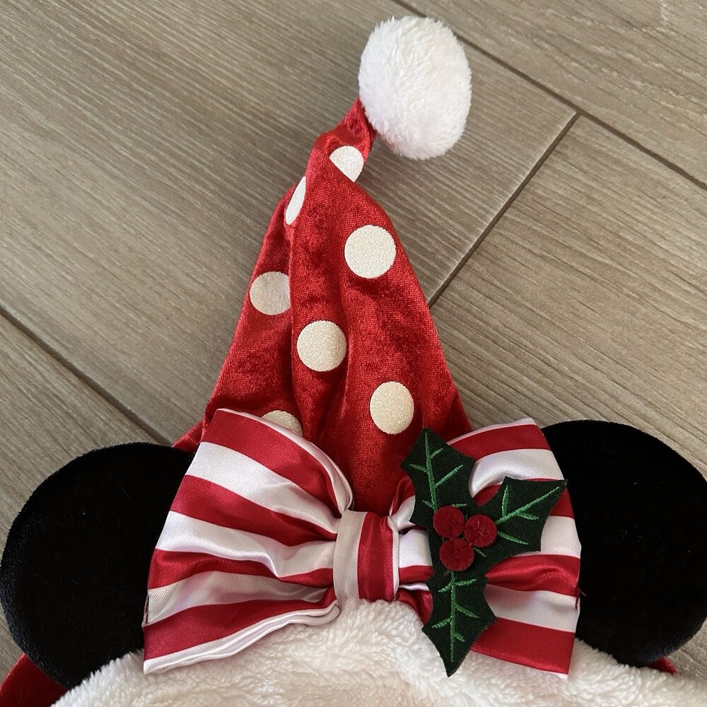 NEW Disney Parks Girls Hooded Red Polka Dot Minnie Mouse Holiday Dress XL / 14 - Picture 4 of 6